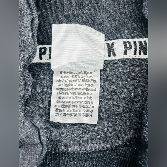 PINK Victoria’s Secret Hoodie Women’s M Gray Colorblock Pullover Sweatshirt - Picture 8 of 8